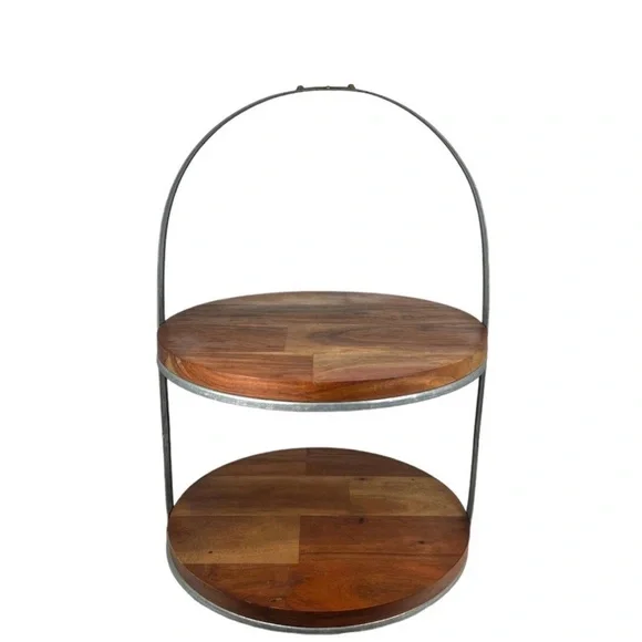 Hearth & Hand Magnolia 2-Tier Wood & Metal Cake Stand Display Tray NIB Rare - Picture 1 of 1